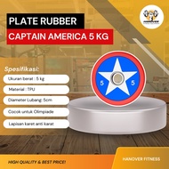 HANOVER FITNESS | Captain America Rubber Plate 5 Kg Weight plate PU Coated Barbell Plate