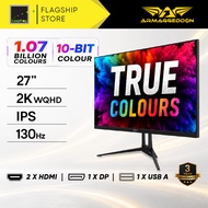 Armaggeddon 27" 2K WQHD IPS 130Hz Gaming Monitor 10 Bit Colour FreeSync G-Sync PXP 27 QGG
