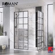 Roman Shower Screen LIBERTY BLACK GRID ( 3D Imprint ) With 0 Water Mark's Coating Tempered Glass & 1