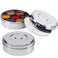 Spice Box Masala Dabba with 7 Comparments and 2 Stainless Steel Lids - Indian Spice Box/Kitchen Spic