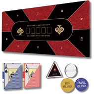 X Pleasant Days Poker Mat for 10 Players Poker Set 7 Pieces Dealer Button All-in Playing Cards Poker