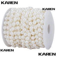 KAREN1 Faux Pearl Beads, Ivory 8mm Ivory Pearl Strands, DIY Crafts 33 Feet Spool Pearl Bead Roll Chr