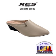XES Ladies BSLC9984-H1 Classic Pointed Toe Wedge Heel Mules ( Beige / Black )
