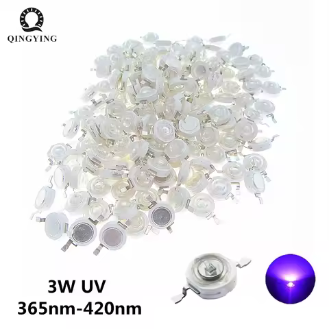 3W UV LED Ultra Violet Color Lamp Chips 365nm 375nm 380nm 385nm 390nm 395nm 400nm 405nm 410nm 420nm 