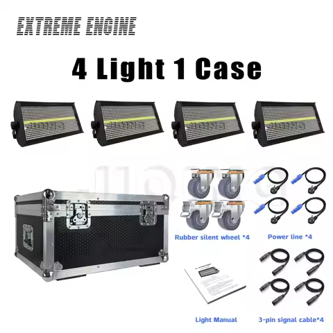 4 light 1case 200W LEDRGBW 4in1 48 Partition Strobe Light White 8000K DMX Super Bright Dj Wash weddi