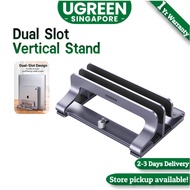 UGREEN Vertical Laptop Stand for Desk, Dual Slot Aluminum Holder, Adjustable Dock, Compatible with M