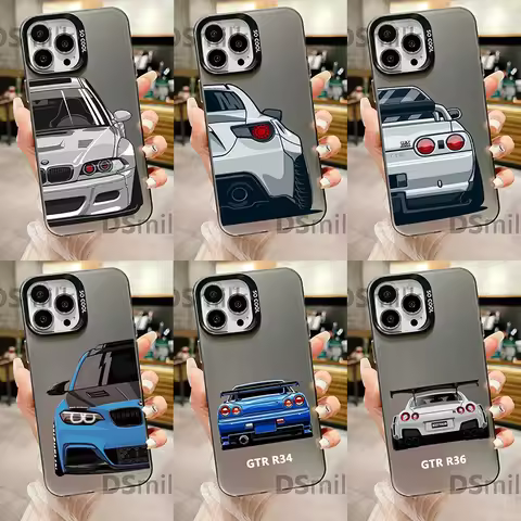 JDM CAR Phone Case for iPhone 16 15 14 13 Pro 12 11 Pro Xs X XR Max 8 7 SE Laser Hard PC+TPU Cases B