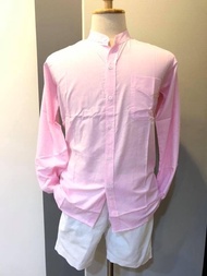 เสื้อเชิ้ตคอจีนสีชมพูและแดงแขนยาวผู้ชาย