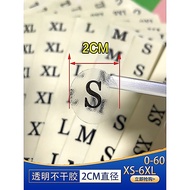 2CM Round Transparent Self-Adhesive Code Label Sticker Clothing Number Sticker English Code Sticker 