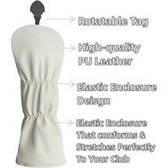 White Golf Fairway Wood Head Cover 3 Wood Head Cover Head Cover with Rotatable Number Tag 3 4 5 7 X 