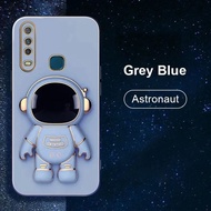 soft case vivo y12 y15 y17 casing plating stand astronot premium - blue vivo y12