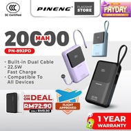 [3C Certified] Pineng PN-892PD 20000mAh 22.5W Fast Charge Portable Powerbank w/ Built-in Cable PN891