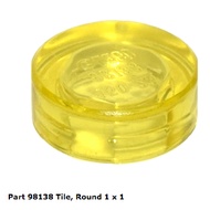 Lego tile round 1x1 part 98138 trans yellow