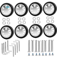 8pcs Luggage Wheels Replacement Kit,Dia 2in/50mm Thick 0.47in/12mm Resistant Rubber Mute Caster Repl