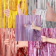 【Local】3pcs Muticolor Foil Curatain Gold Pink Rain Rain Tassel Curtain Rain Curtain Birthday Wedding