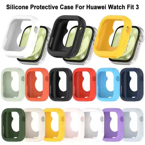 Silicone Case for Huawei Watch Fit 3 SmartWatch Anti-Scratch Screen Protector Cover for Huawei Watch