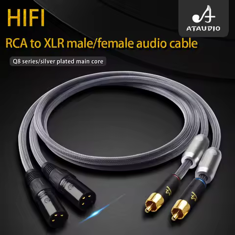 Hi-end One pair HiFi RCA to XLR Balanced Audio Cable for Amplifier DAC 2RCA Male to 2XLR Male and Fe