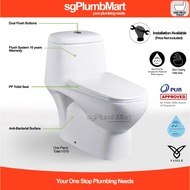 Essential x sgPlumbMart 1-Piece Toilet Bowl One Piece WC Water Closet S Trap Close Coupled Toilet