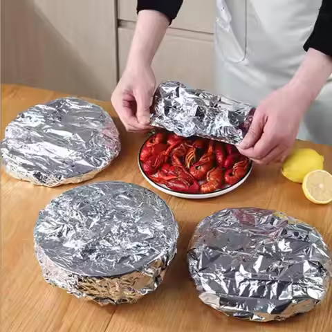 Aluminum Foil Film Food Cover Food Grade Disposable Food Covers Saran Wrap Fresh-keeping Lid Fruit V