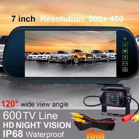 Car Truck RV 7" Touch Screen Mirror Monitor Night Vision Reversing Camera 12-24v Car Truck Van Trail