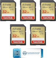 SanDisk 32GB Extreme SD Card (5 Pack) SDHC Memory Cards Compatible Browning Defender Pro Series Trail Cameras (SDSDXVT-032G-GNCIN) Bundle with (1) Everything But Stromboli 3.0 Micro &amp; SD Card Reader