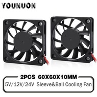 2PCS 60mm 5V 12V 24V Brushless USB 2PIN 3PIN DC Cooler Fan 60x60x10mm 6010 6cm For Computer PC CPU C