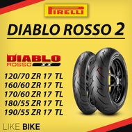 ยาง Pirelli diablo rosso2 พีรารี่ ยางรถมอเตอไซค์ ขนาด 120/70 ZR 17 160/60 ZR 17 170/60 ZR 17 180/55 