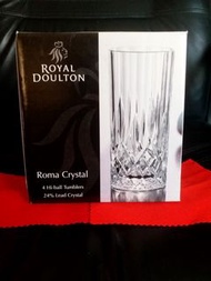 意大利 高身水晶杯 全套4隻 厚重身 皇家道爾頓 送禮自用 大方得禮 4個高身水晶杯 連盒 Royal Doulton Roma Crystal one set 4 hi-ball tumblers Made in Italy