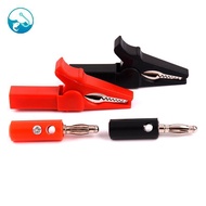 [ritonlywond] 4Pcs 55mm alligator clip + 4mm banana plug test probe plug cable clips TH