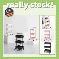 READY STOCK 3 Tier Multifunction Storage Trolley Rack Office Shelves Home Kitchen Rack With Plastic Wheel