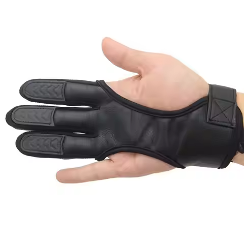 1Pc Faux Buckskin 3 Fingers Glove Women Men High Elastic Hand Guard Protective Archery Bow Shooting 