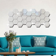 【lightingeverthing】12Pcs/set 3D DIY Mirror Hexagon Vinyl Removable Wall Sticker Mirror Wall Decal Home Decor Art Y