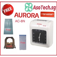 Aurora Time Recorder Employee Attendance Machine analog free punch card, ribbon and rack Model AC-8 or AC-8N