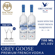 [Bundle of 2] GREY GOOSE Vodka - 700ml / 70cl 40% ABV + FREE Grey Goose Martini Glass x2 - Gluten Fr