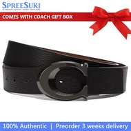 Coach Men Men Belt In Box Signature Buckle Cut To Size Reversible Belt 38Mm Black Dark Saddle CQ013