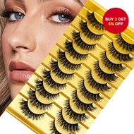10 Pairs 8D Fluffy Lashes, DH Curl Messy Long Natural Strip, Creates Showstopping Eye Makeup Looks