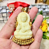 (Có Video) Mặt Dây Chuyền Phật Quan Âm Tịnh Bình Trái Ngà Cao Cấp - Đeo May Mắn Bình An - Lokalo 239