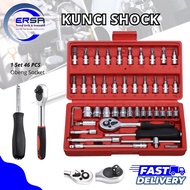 SHOCK WRENCH 1 SET 46 PCS SOCKET SCREWDRIVER SET 46 PCS + SHOCK WRENCH SET 1/ 4 SOCKET