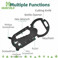 YUEJI Outdoor Gadgets, Multifunction Black EDC Tools Card, Portable Stainless Steel Silver Cross Bat