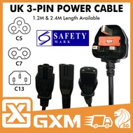 Safety Mark 3 Pin UK Local Cable C5 C7 C13 Convertor Power Cord