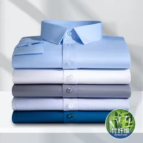 New Anti-Wrinkle Bamboo Fiber Mens Shirt Long Sleeve Dress Shirts For Slim Fit Camisa Social Busines