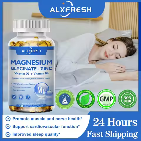 Magnesium Glycinate 500mg Capsules High Absorption with Zinc,Vitamin D3 B6 Support Dietery Supplemen