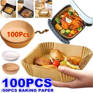 100pcs Baking Paper Oil-Proof and Oil-Absorbing Air Fryer Disposable Paper Liner for Barbecue Plate Round Oven Pan Pad