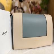Celine Frame 拼色肩背包｜米+藍｜有購證