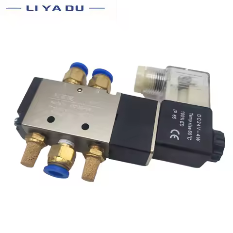 4v210-06 08 Pneumatic Electric Solenoid 5 Way 2 Position Control Air Gas Magnetic Valve 12/24/220V C