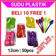 Sudu Plastik Panjang Murah 12cm - plastic spoon / sudu kek /sudu jeli / sudu aiskrim / sudu puding