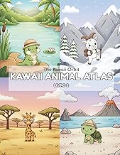 KAWAII ANIMAL ATLAS: LIVRO 1: Livro de Colorir com Novos Animais Kawaii, Curiosidades Culturais e Ma