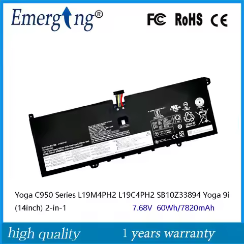 L19M4PH2 Battery For Lenovo Yoga C950 Ideapad Yoga 9i (14inch) 2-in-1 L19C4PH2 SB10Z33894 7.68V 60Wh
