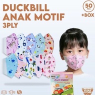 new Masker Duckbill Alkindo Anak 1 Box Isi 50pcs Masker Anak 4Ply MP