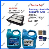 Kia Forte 1.6 2.0 Service Set (Lubrimaxx Australia Engine Oil-4Litre +Oil Filter 26300-2Y500 +Air Fi